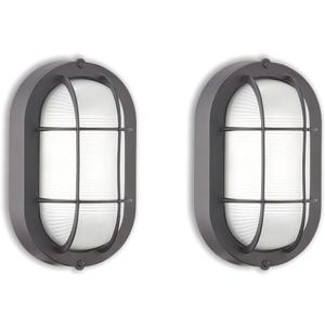 WISBEAM 2 Pack LED Bulkhead Light, Outdoor Bulkhead LED Wall Light, Dimmable, 6W Replace 60W, 450 Lumen 3000K Daylight White 80CRI, Water-Proof, ETL Rated (Black)