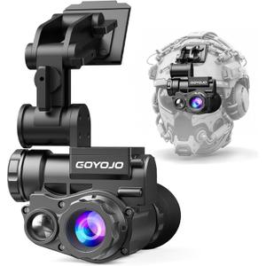 GOYOJO Night Vision Goggles Helmet-Mounted Monocular | 1080P HD NVG with 3X Zoom & Adjustable Infrared | IP66 Waterproof for Hunting, Surveillance, Camping | Built-in Compass (100% Darkness)