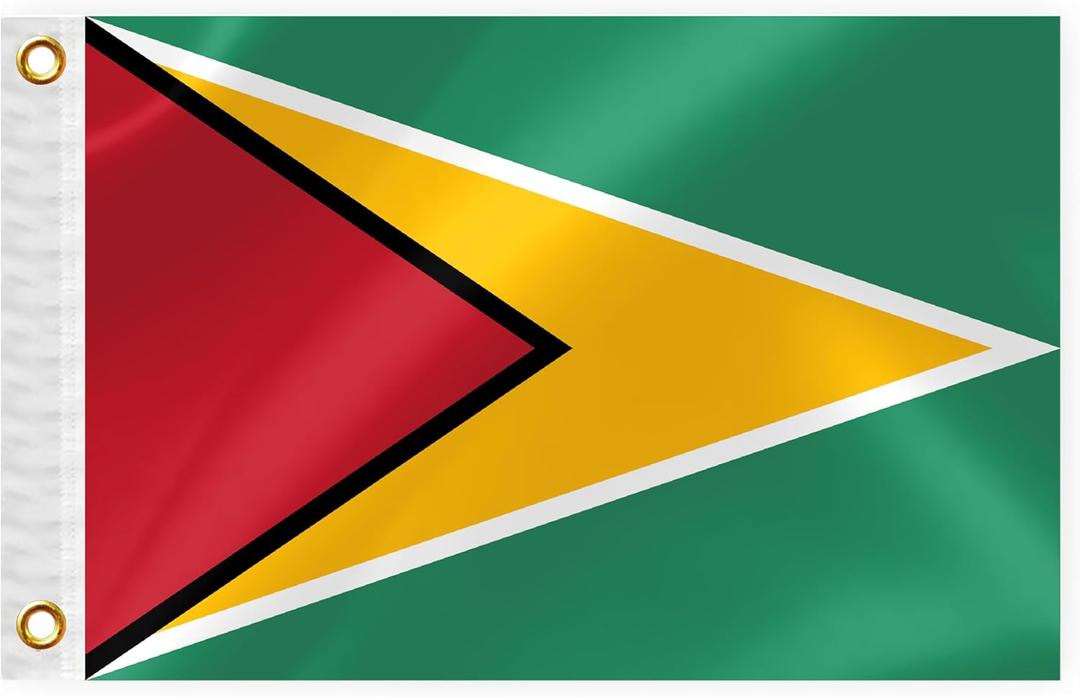 Guyana Boat Nautical Flag 12x18IN Double Sided Guyanese Marine Banner Nylon Small Yacht Sail Pontoon ATV Bike Truck Motorcycle Flag with 2 Brass Grommets