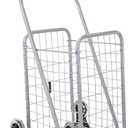 dbest products Stair Climber Cruiser Cart Sport Shopping Grocery Rolling Folding Laundry Basket on Wheels Foldable Utility Trolley Compact Lightweight Collapsible, Silver