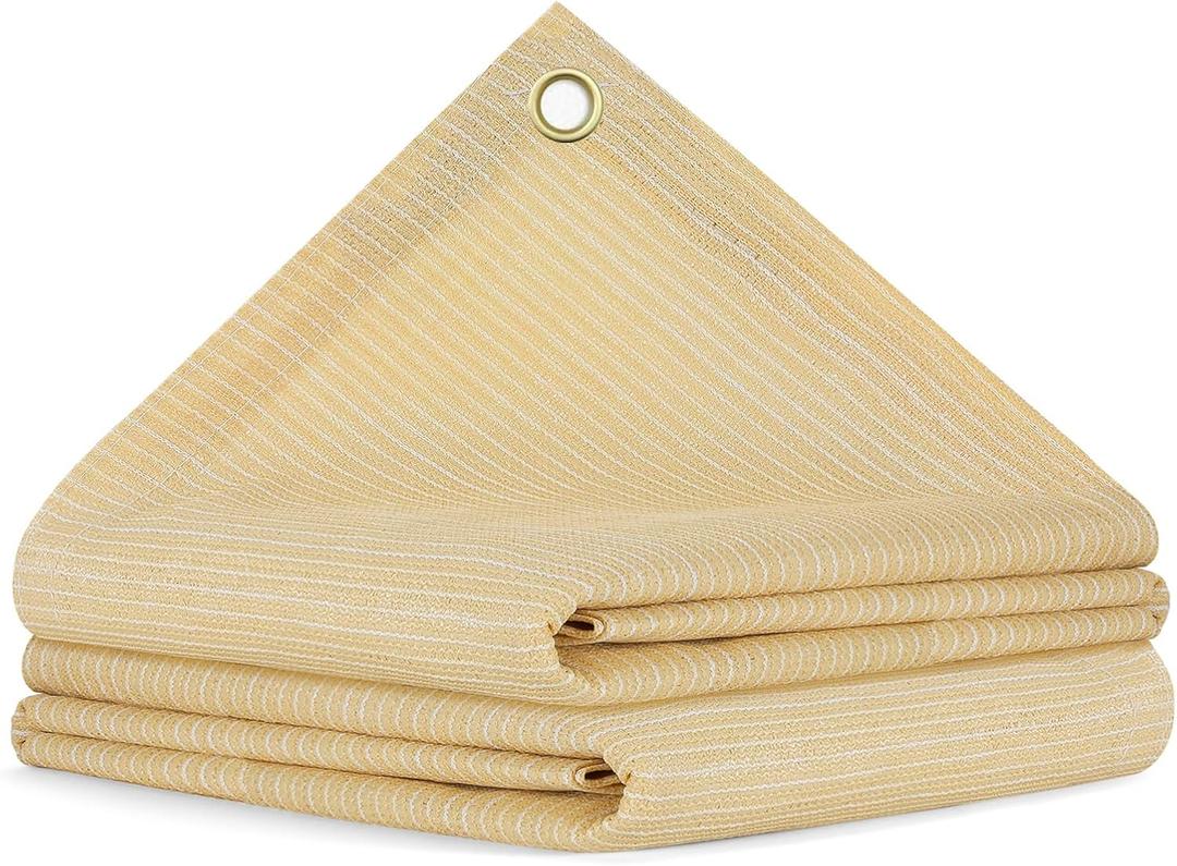 8x15 FT Shade Cloth, 90% UV Protection, 200GSM Sun Shade Fabric for Patio Deck Heat Protection - Breathable Shade Screen for Pergola, Outdoor Garden, Backyard, Beige