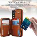 Phone Case for Samsung Galaxy S21 FE 5G Wallet Cell Cover with Tempered Glass Screen Protector Wrist Crossbody Strap RFID Blocking Card Holder Slot S 21 EF S21FE5G UW S21FE 21S G5 6.4 inch Women Brown