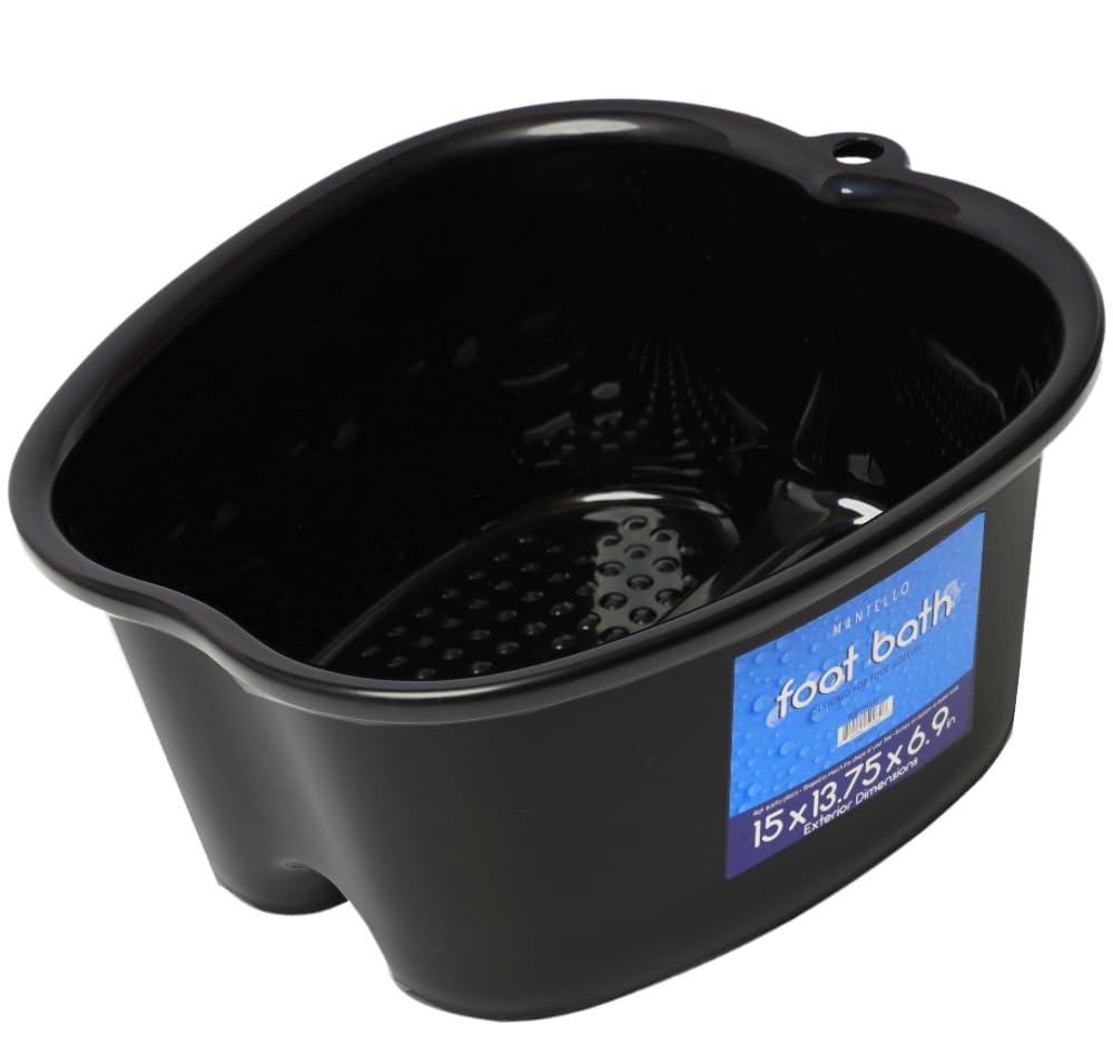 Mantello Foot Soaking Tub- Extra Large Pedicure Bowl - Foot Bath Basin - Home Foot Spa (Black)