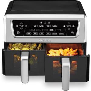 Cuisinart Dual Basket Air Fryer, Two Baskets 11 Qt in Total, 6 Functions: Air Fry, Roast, Bake, Broil, Dehydrate & Keep Warm, Features Sync Finish & Sync Settings, Toss Reminder & Auto-Pause, ADZ-112