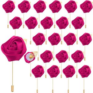 uxcell 24pcs Rose Red Rose Boutonnieres Flower Buttonholes Pocket Boutonnieres Pins for Wedding Ceremony Anniversary Prom Formal Dinner Party