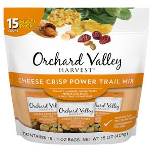 Orchard Valley Harvest Cheese Crisp Power Trail Mix, 1 oz Bags (15 count), Snack Packs, 7g Protein per serving, Trail Mix Individual Packs, Snacks for Adults and Kids, Best By 08/30/2025