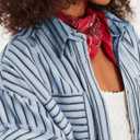 Womens Striped Button Down Shirts Casual Collared Short Sleeve Blouses Tops (XL)