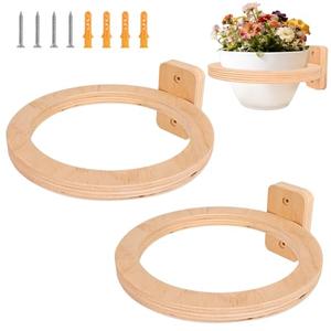 Set of 2 Modern Wooden Wall-Mounted Plant Wall Hanger & Wall Mounted Plant Holder, Minimalist Wall Plant Holder Floating Shelf for Indoor Plants & Home Decor