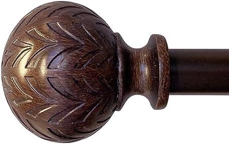 Hermosa 86-128 Inch Adjustable Curtain Rod Set, 5/8 Inch Diameter in Walnut