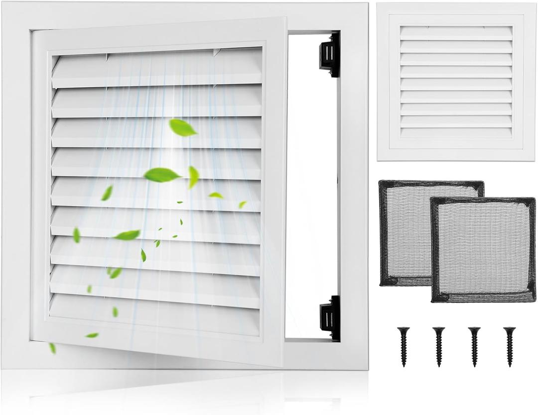 Access Panel with Vent for Drywall, 12x12 Inch Wall Hole Cover, Vented Plumbing Access Door for Drywall, Heavy Durable Aluminum Alloy, Removable Insect Screen,Outer Dimensions: 13 1/4" x13 1/4"