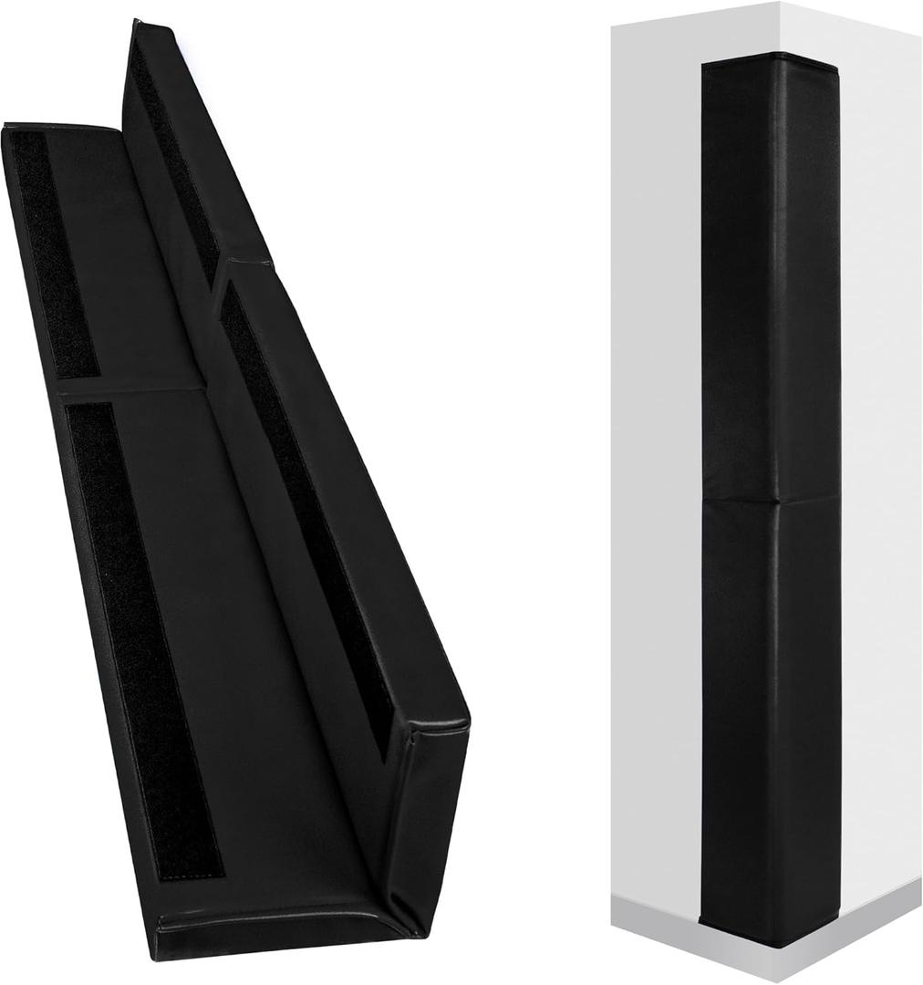 Wall Corner Guards & Edge Protector, Heavy Duty Wall Corner Protective Safety Padding, All-Weather 2 Sides Corner Pad for Gyms, Basketball Court, Playrooms, Garages,etc. (Black, 6FT Tall 6in Sides)