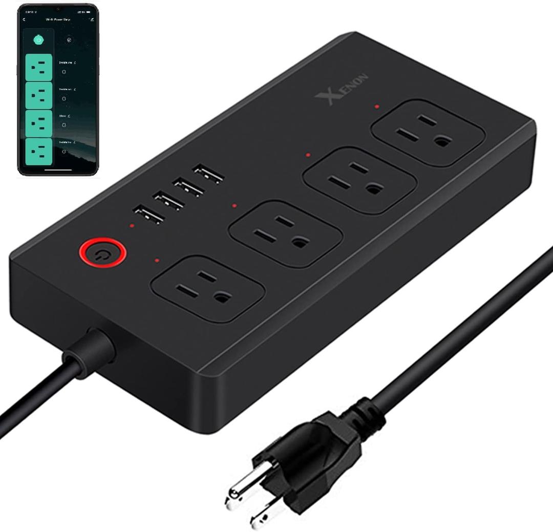 Smart Power Strip, UseeLink WiFi Surge Protector Compatible with Alexa & Google Home, Smart Plug with 4 USB Ports & 4 AC Outlets, Voice and Remote Control & Timer Schedule, 5ft Extension Cord,Black