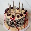 Conelist 18 Pcs Cheetah Cherry Birthday Candles Cute Cherry Shaped & Leopard Taper Cake Candles Decoration Cupcake Topper Decor for Birthday Bachelorette Wedding Party Supplies