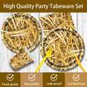 142 Pcs Straw Party Decorations Western Party Decorations Disposable Tableware Set Plates Napkins Cups Serves 20
