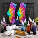 Tie Dye Kit Includes 12 Blank Socks, 12 Colors Concentrates Pre-Filled Bottles, 20 ft Cotton Strings and 20 Rubber Bands for Tie Dye Party Groups DIY Supplies, Christmas Birthday Party Gift
