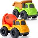 Toddler Toys for 2 Year Old Boy, Dump Truck Toys and Mixer Cement, BPA Free, Phthalates Free, PVC, Outdoor Toys for Toddlers 2-3, Ideal Toy Cars for 2 3 4 Year Old Boy Christmas Birthday Gift (Multicolored)