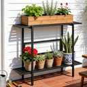 Heavy Duty Plant Stand Outdoor Indoor, Large Metal 48" L x 10" W x 38"H