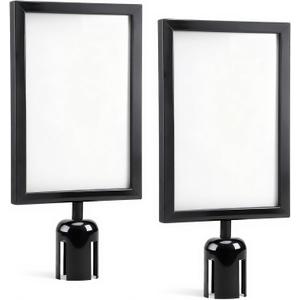 2 PCS Stanchion Sign Holder Frame for 8.3 X 11.7 Inches Paper Size Double Sided Sign Frame with Cover Stanchion Top Frames for Crowd Control Sentry Stanchions, Black