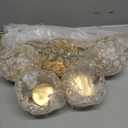 Kehail Set of 3 Gold Crystal Tea Light Candlestick Holders Flower Shape with Crystal Pendant Bowl Votive Metal Candle Holder for Table Centerpieces Wedding Home Decor (Set of 3, Gold)