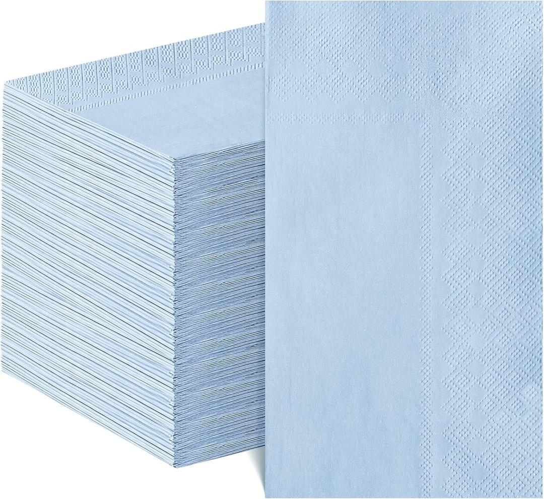NatNarr 120 Pcs Light Blue Napkins Disposable Blue Dinner Napkin Decorative Guest Bathroom Napkins Baby Blue Paper Napkins for Wedding, Baby Shower, Bathroom, Kithchen