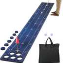 Golf Putting Game Mat, Indoor Putting Green Set With 2 Balls, 1 Storage Bag, 1 Flag & Cup, Portable Pong Game Mat For Backyard Party Use