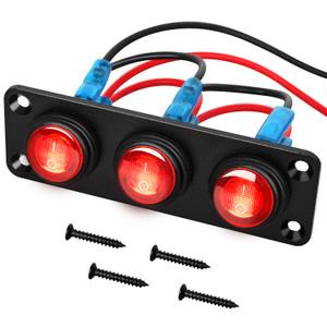 Nilight 3 Gang Rocker Switch Panel 12V Waterproof On-Off Toggle Switches with Red LED Light 3 Pin for Automotive Lights Marine Boat Car Camper Truck Vehicles
