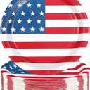50Pcs Patriotic Paper Plates 10'' Large Heavy Duty 250 Anniversary American Flag Party Plates 4th of July Red Blue and White Platters for President Memorial Independence Day Party Supplies
