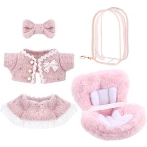 3 Pcs 17cm Doll Accessories Set Includes Car Seat Doll Clothes Outfit Clear Protective Case Hanging Display Case for Fans, Collectors