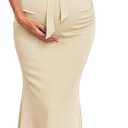 AISWI Maternity Mermaid Maxi Dress Elegant 3D Floral Mesh Sleeve Ribbed Knit Gown with Belt for Baby Shower Photoshoot (Yellow, XL)