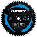CRALY 8-1/4 Inch 60 Teeth Ultra Fine Finish Wood Cutting Circular Saw Blade, 5/8 Inch Arbor, Carbide Tipped, Thin Kerf, Black Ice, for Plywood, MDF, OSB, Laminated(C0860FF)