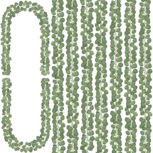 CQURE 8Pcs Eucalyptus Garland, Artificial Eucalyptus Leaves Table Greenery Garland Wreath Spring Vines for Wedding Party Table Bedroom Wall Room Decor