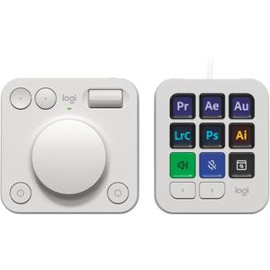 Logitech MX Creative Console, 9 Customizable LCD Keys, Stream Deck Accessories, Control Dial for Graphic Design, Adobe, Zoom, Spotify - Pale Grey, 3-Month Adobe Creative Cloud Membership