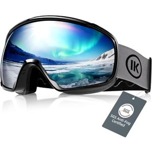 Innerking OTG Ski Goggles SGS Approved, Over Glasses Snow Snowboarding Winter Goggles Anti Fog for Adult, Youth, Men Women (7 x 3.5 inches, A1 - Vlt 11%)