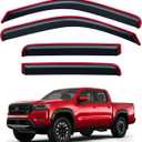 in-Channel Rain Guards for 2022-2026 Nissan Frontier Crew Cab, Window Visor Shields Vent Deflector Shade Wind Dark Smoke 2023 2024 22 23 24 25, Tape-On Outside-Mount, 4PCS