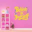 Believe in Yourself Quote Positive Life Quotes Pastel Color Flowers Wall Decal Wall Dcor Vinyl Sticker Size: 28 x 28