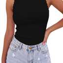 Sampeel Womens Tank Tops Fitted Sleeveless Ruffle Crew Neck Ribbed Knit Shirts 2026 Cute Summer Fashion Clothing (XL)