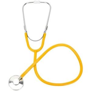 Medsource Stethoscope – 22” Long Tubing, Lightweight Stethoscope with Aluminum Chestpiece – Single Head, Acoustic Sound Yellow Doctors, Nurses, Students, Medical and Home Use