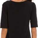 Women's Casual T Shirts Cotton Mid Sleeve Summer Basic Tunics Tee Tops Fashion (Black, XXXL)