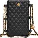 Montana West Quilted Mini Crossbody Bags for Women Trendy Cell Phone Purse (Black)
