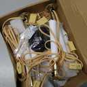 4 Pack-Electric Christmas Window Candle Lamp with Golden Plated Base, Flameless Taper Candles with C26 Clear Lights BulbPlug in Candles for Christmas Window, Weddings, Home Decor and Lighting