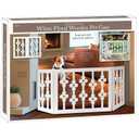 Etna White Floral Wooden Pet Gate - Freestanding Foldable Adjustable 3-Section Dog Gate. Extra Wide, Keeps Pets Safe Indoors/Outdoors - Fully Assembled