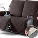 TAOCOCO 100% Waterproof Loveseat Recliner Cover, Non Slip Split Loveseat Covers for Reclining Sofa with Elastic Straps, Washable Recliner Chair/Furniture Protector for Pets(2 Seater, Chocolate)