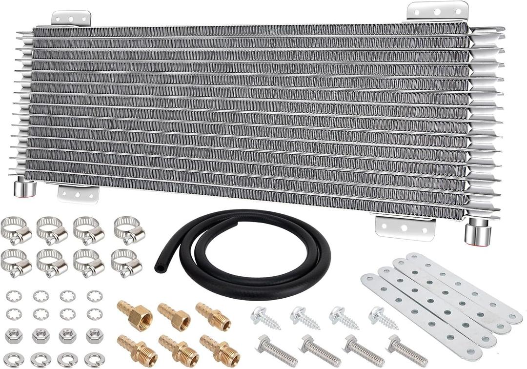 40k Transmission Oil Cooler LPD47391, Heavy Duty 40,000 GVW Max, Low Pressure Drop, Compatible with Tru-Cool,Includes Mounting Hardware-Ideal for Heavy Vehicles,40,000 GVW transmission cooler (Silver)