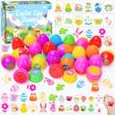 Max Fun 24pcs Easter Egg Stampers Prefilled Easter Egg Stamps with 24pcs Easter Stickers for Kids Easter Eggs Hunt Game Easter Basket Stuffers DIY Easter Crafts Fillers Goodies Bags Stuffers
