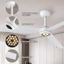 TALOYA Ceiling Fans with Lights,Metal Body Fan,White Finish,Dimmable, Noiseless, Reversible DC Motor,Remote Control,6-Speed