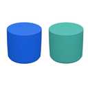 FDP SoftScape 18" Round Ottoman, Collaborative Soft Foam Flexible Seating, Kids' Furniture for Elementary Classrooms, Learning Centers or Home Youth 16" H, (2-Piece Set) - French Blue/Turquoise