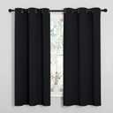 NICETOWN Halloween Pitch Black Solid Thermal Insulated Grommet Blackout Curtains/Drapes for Bedroom Window (2 Panels, 42 inches Wide by 63 inches Long, Black)