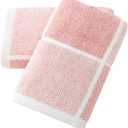 sense gnosis Pink Hand Towel Set of 2 100% Cotton Checkered Pattern Super Soft Highly Absorbent Decorative Hand Towels for Bathroom 13 x 29 Inch