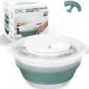 COOK WITH COLOR Collapsible Salad Spinner - 4 QT Space Saving Lettuce Dryer with Folding Collapsible Colander Great for Washing and Drying Fruit and Vegetables (Sage)