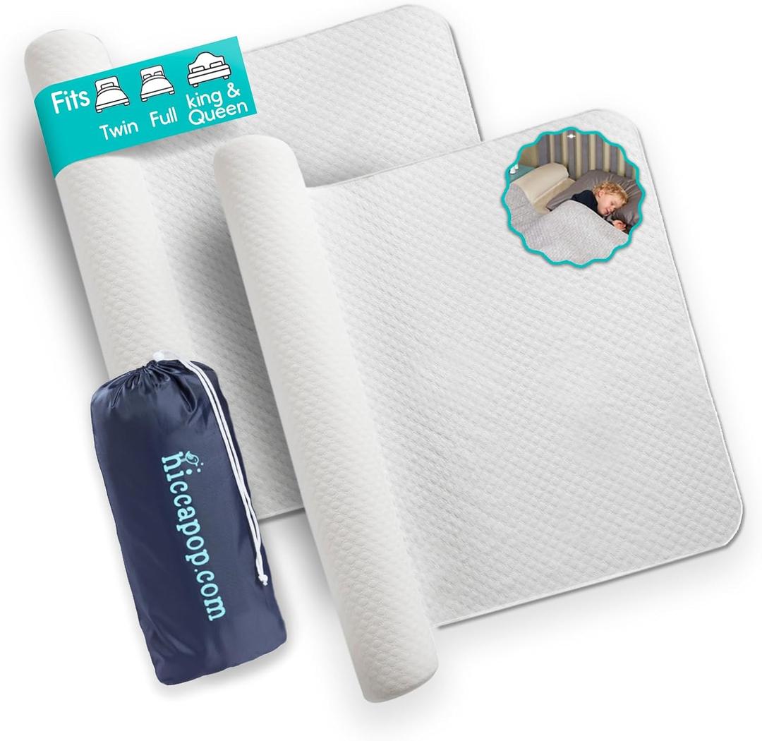 hiccapop [2-Pack Inflatable Bed Rail for Toddlers | Portable, Blow-up Bed Bumper for King, Queen, Full, with Non-Slip Machine-Washable Cover | Travel Bed Rail for Hotel, Grandma's, Vacation